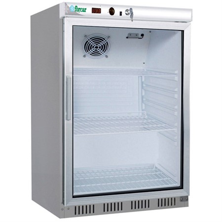 Kylskåp underbänksmodell rostfritt med glasdörr